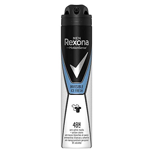 Rexona Invisible Ice Fresh Antitranspirante Aerosol para Hombre, Protección 48 horas 200 ml, Paquete de 6