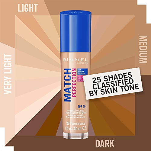 Rimmel London Match Perfection Foundation Base de Maquillaje Tono 201 Classic Beige - 123 gr