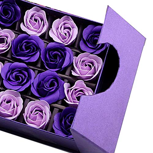 Ruiting Ramo de Flores de jabón con la Caja de Embalaje púrpura perfumado Rosa para el Día de San Valentín Rose jabón en Caja de Regalo