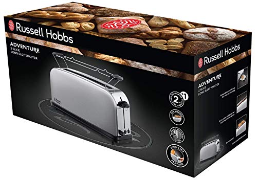 Russell Hobbs 21396-56 Adventure - Tostadora, Ranura Larga y Ancha, para 2 Rebanadas, Acero Inoxidable