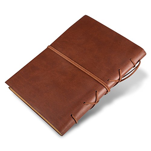 Rymall Cubierta de cuero de la vendimia retro Notebook llave mágica Cadena 160 en blanco Jotter Diary, 15 × 21 cm, A5 (Brown)