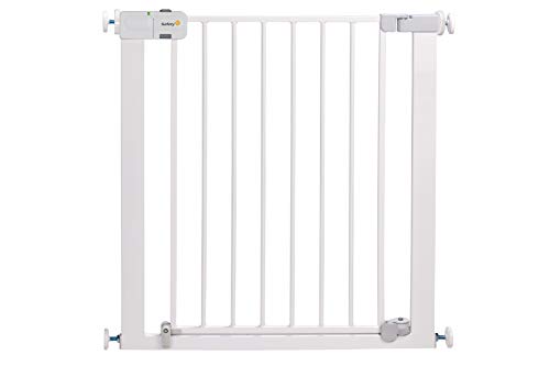 Safety 1st Auto Close Barrera seguridad niños, Barrera escalera bebé y perros, cierre automatico ultra seguro, 80 cm hasta 136 cm con extensiones, color blanco