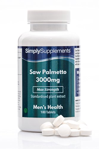 Saw Palmetto 3000mg - ¡Bote para 6 meses! - Apto para veganos - 180 comprimidos - SimplySupplements