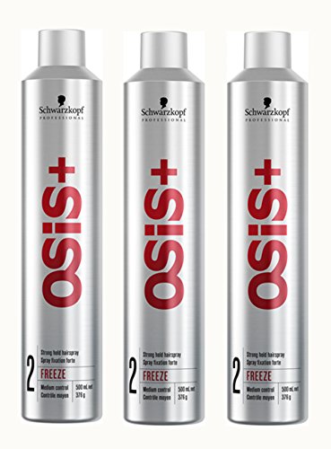 Schwarzkopf - Laca para el cabello OSiS+ Freeze para una sujeción fuerte, 3 botes de 500 ml