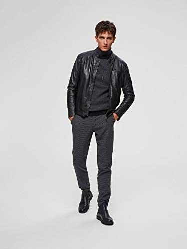 SELECTED HOMME Slh C-01 Classic Leather Jacket W Noos Chaqueta, Negro (Black), Large para Hombre