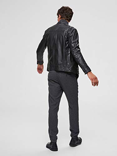 SELECTED HOMME Slh C-01 Classic Leather Jacket W Noos Chaqueta, Negro (Black), Large para Hombre