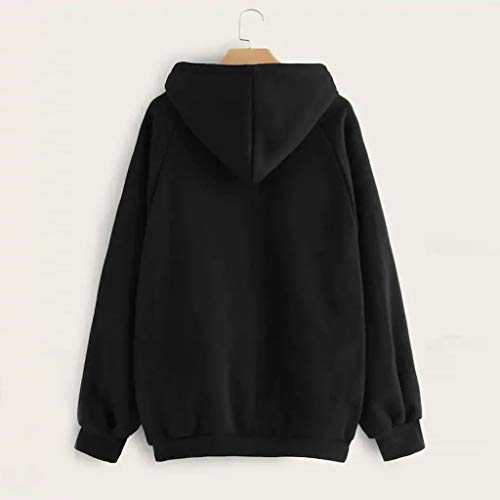 SHOBDW Liquidación Venta Moda para Mujer Sudadera con Capucha Pullover Blusa con Bolsillo Sólido Flojo 2019 Otoño Invierno Manga Larga para Mujer Tops (M, Negro)