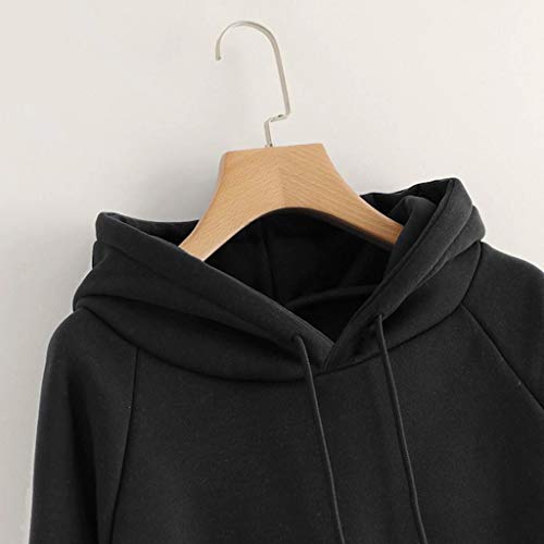 SHOBDW Liquidación Venta Moda para Mujer Sudadera con Capucha Pullover Blusa con Bolsillo Sólido Flojo 2019 Otoño Invierno Manga Larga para Mujer Tops (M, Negro)