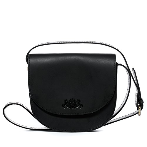 SID & VAIN® Bandolera Trish Bolso de Hombro Bandolera Cruzada Piel Negro