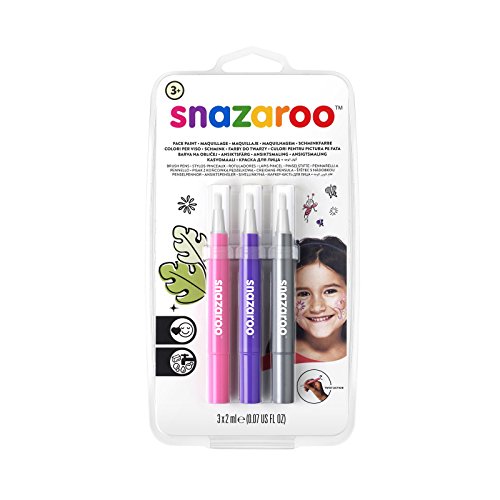 Snazaroo - Set de 3 rotuladores de maquillaje fantasía, color rosa, violeta, plata , color/modelo surtido