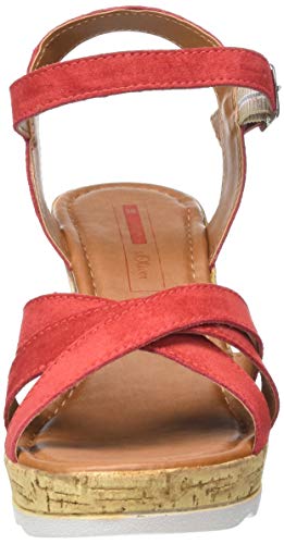 s.Oliver 5-5-28301-24, Sandalia con Pulsera para Mujer, Pintalabios Rojo Suede 540, 41 EU