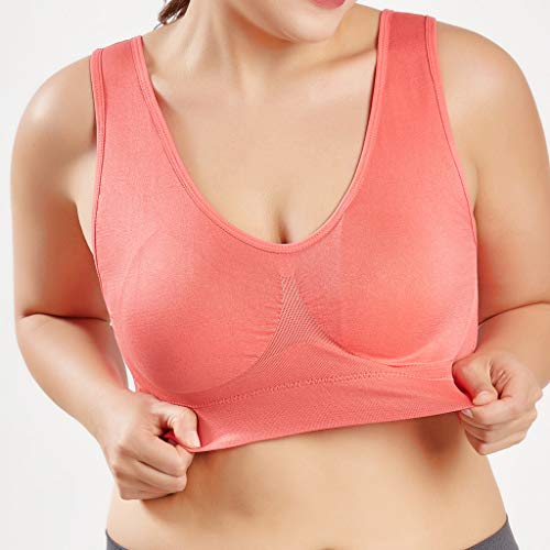 Sujetador Deportivo para Mujer SHOBDW 2019 Nuevo Cómodo Color Sólido Cuello en V Tank Tops Blusa Camisole Camisetas Mujer Tirantes Deporte Bra Tallas Grandes S-6XL(Naranja,5XL)