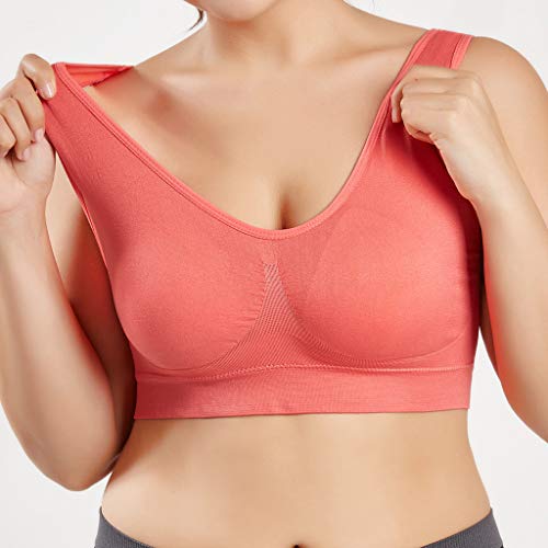 Sujetador Deportivo para Mujer SHOBDW 2019 Nuevo Cómodo Color Sólido Cuello en V Tank Tops Blusa Camisole Camisetas Mujer Tirantes Deporte Bra Tallas Grandes S-6XL(Naranja,5XL)