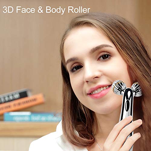 SUNMAY 3D Rodillos Masajeadores Faciales, Microcorriente Cuidado de la piel Masajeador Corporal Facial Herramientas Reafirmantes para Estiramiento Facial en forma de V, Adelgazamiento del Cuerpo