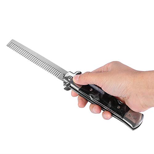 Switchblade Peine, peine de cabeza de aceite, Peine de navaja, Peine Plegable, peine de bolsillo para hombres, plegable que mira el cepillo de botón automático Peine plegable multiuso