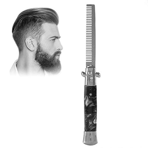 Switchblade Peine, peine de cabeza de aceite, Peine de navaja, Peine Plegable, peine de bolsillo para hombres, plegable que mira el cepillo de botón automático Peine plegable multiuso