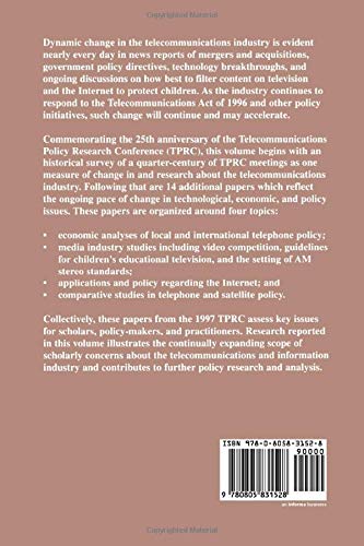 Telephony, the Internet, and the Media: Selected Papers From the 1997 Telecommunications Policy Research Conference (LEA Telecommunications Series)