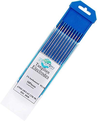TEN-HIGH tig Electrodos de tungsteno Electrodos de soldadura, Lantano 2% Azul, Para soldadura CC y CA, 2 mm x 150 mm