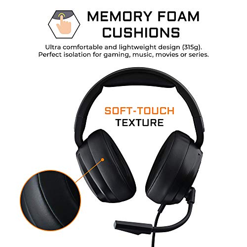 THE G-LAB Korp Thallium Cascos Gaming USB 7.1 Digital Surround - Auriculares Gaming Micrófono con cancelación de Ruido, LED RGB - Compatible con PC PS4 Mac (Negro)