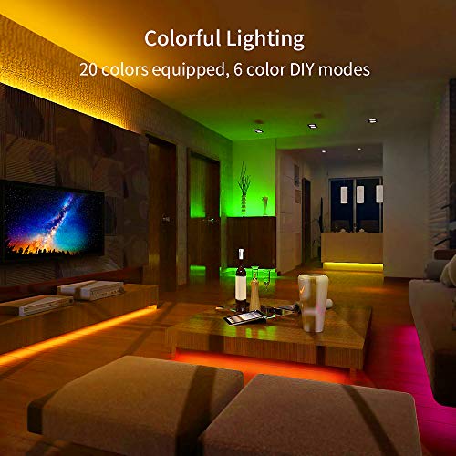 Tiras LED, Govee Luces LED RGB 5M 5050 con Control Remoto de 44 Botones y Caja de Control, 150 Tira LED 20 Colores 8 Modos de Brillo y 6 opciones DIY para la Habitación, Dormitorio, Techo, 12V