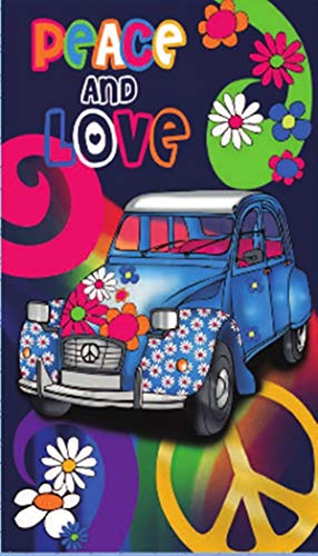 Toalla Playa Estampada Modelo Hippie 215 Peace and Love 170x90 cm