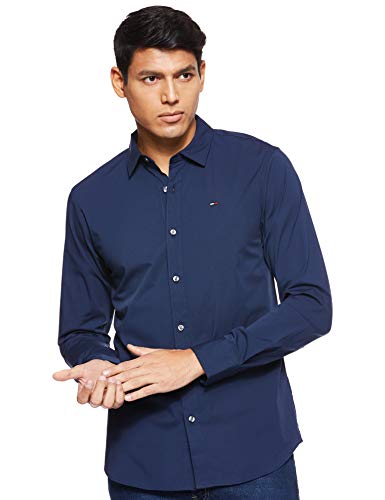 Tommy Hilfiger Original Stretch Camisa, Azul (Black Iris 002), Medium para Hombre