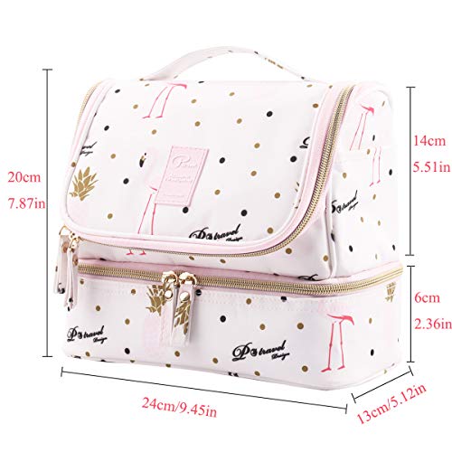 Tuscall Bolsas de Aseo Neceser de Viaje para Mujeres - Neceser para Colgar con Gancho para Hogar Vacaciones Viaje de Negocios Equipaje (Pink Flamingo)