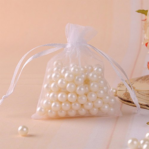 UCLEVER 50 Piezas bolsitas de Organza Blanco Bolsas de Tul para Regalos Joyas Bodas Tansparente, 10x15cm