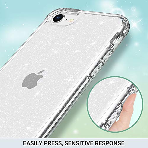 ULAK Funda iPhone SE 2020, iPhone 7/8 Estuche a Prueba de Golpes de Estuche Parachoques de Resistente Caso de protección Suave de TPU para Apple iPhone 7/8/SE 2(2020) - Brillo Claro