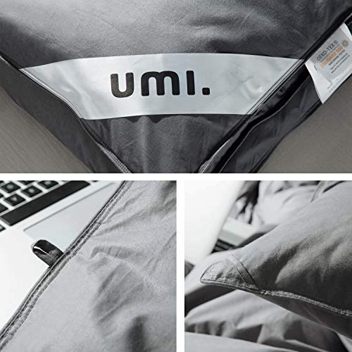 UMI. Essentials - Edredón nórdico de Pluma y plumón de Ganso Blanco con Funda 100% de algodón Impermeable (155X220cm, Gris-Invierno)