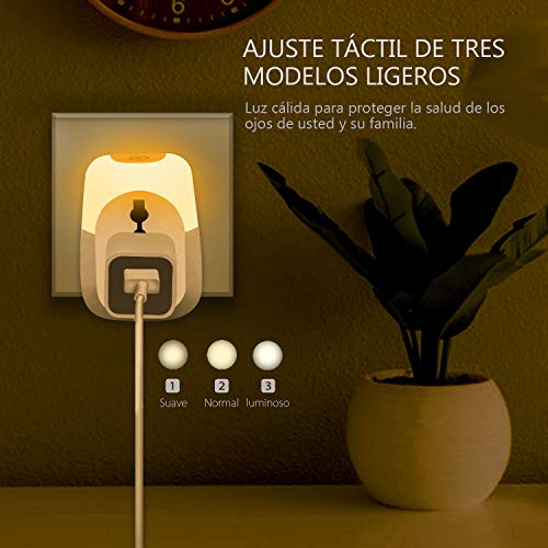 UPPEL Adaptador de Viaje para UK, Luz Nocturna Infanti Enchufe con Luz Sensor, 13A/5W/3 Colores Adaptador Enchfue para Niños, Habitación Bebé, Dormitorio, Sala, Garaje, Baño, Pasillos, Cocina (Blanco