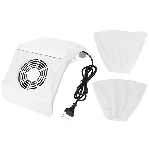 Ventilador succión colector polvo uñas 35W con 2 bolsas recolección polvo, potentes herramientas manicura máquina aspiradora uñas, equipo extractor limpieza salón uñas práctico,Blanco