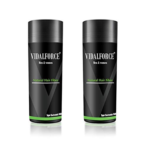 VidalForce, |Fibras Capilares 100% de origen Vegetal | Castaño Oscuro (Pack 2 x 27,5g = 55 gr)