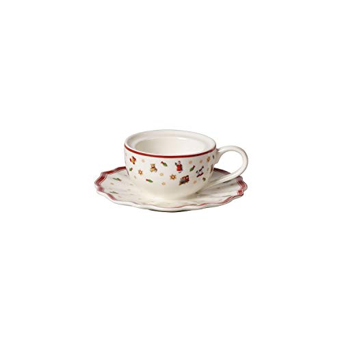 Villeroy & Boch Toy's Delight Portavelas de té con forma de taza de café, Premium Porcelain, blanco, rojo, 9,8 x 9,8 x 4 cm