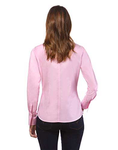 Vincenzo Boretti Camisa de Mujer, Corte Ligeramente más angosto, 100% algodón, Manga-Larga, Cuello cáliz, Lisa, fácil de Planchar, Elegante y clásica Rosa Oscuro 36