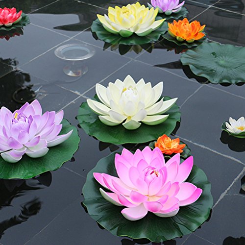 VORCOOL 5pcs Lirio de Agua Artificial Flotante Estanque de Flores de Loto Casa Boda Decoración 10cm