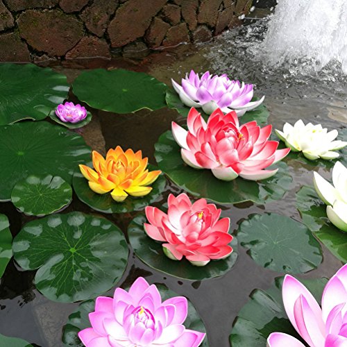 VORCOOL 5pcs Lirio de Agua Artificial Flotante Estanque de Flores de Loto Casa Boda Decoración 10cm