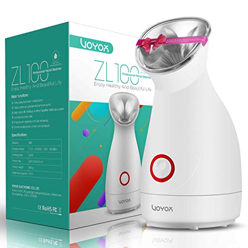 VOYOR Vaporizador Facial Nano Iónico Sauna Facial Spa Profesional Para Puntos Negros y Espinillas, Humidificador de Vapor Facial Para Desatasca Los Poros, Limpieza Facial, Mascarilla Facial ZL100