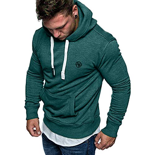 VPASS Sudaderas con Capucha, Sudadera para Hombre de Manga Larga otoño Invierno Casual Abrigo Camisas Blusa Top chándales Color sólido Hombres Manga Larga Chaqueta Abrigo