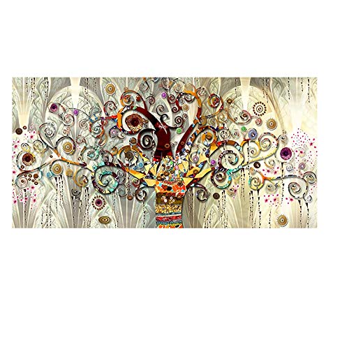 WADPJ Árbol de la Vida de Gustav Klimt Paisaje Arte de la Pared Lienzo Escandinavo Carteles Impresiones Arte Moderno de la Pared Imagen Sala de Estar Decoración-60x120cmx1 Piezas sin Marco