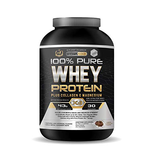 Whey Protein | Proteina whey pura con colágeno + magnesio | Tonifica y aumenta la masa muscular | Protege músculos y ayuda a la recuperación de los tejidos fibrosos | 1000g de proteína sabor chocolate