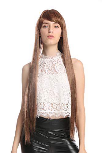 WIG ME UP- VK-7-27SSP33 peluca de mujer pelo más largo liso colores castaño caoba y rubio rojizo mechas