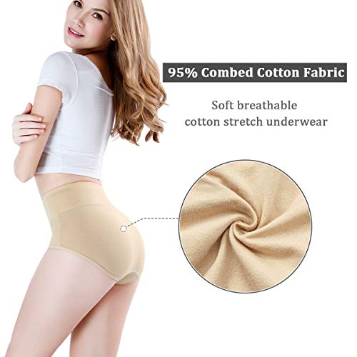 Wirarpa Bragas Culotte Algodón Para Mujer Braguitas Completo Talle Alto Calzoncillos Suave Ropa Interior Pack de 4 Talla S