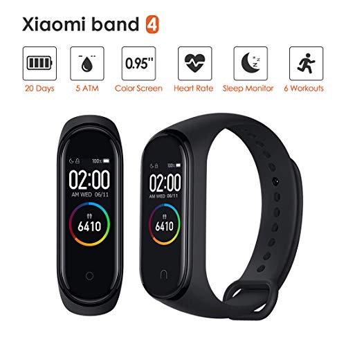 Xiaomi Mi Band 4 Pulsera de Actividad,Monitores de Actividad,Pantalla Pulsómetro Fitness Tracker, Smartwatch con 0.95''Pantalla AMOLED a Color ,con ios y Android,Negro( Versión Global)