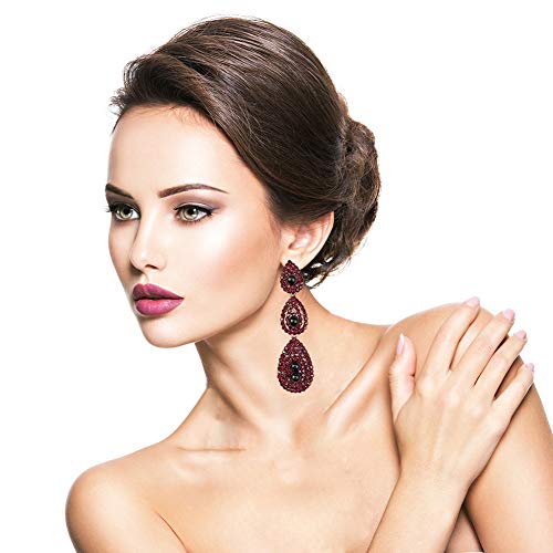 Yuccer Accesorios Anos 20 para Mujer con Vintage Diadema, Collar de Perlas, Pendientes, Guantes Largos, Boquilla (Rojo)