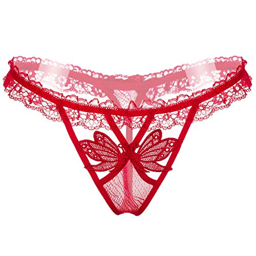 YWRD Ropa Interior Mujer Tangas Mujer Sexy Bragas Señoras Bragas La Ropa Interior de Las Mujeres Mujeres y Hombres Envase múltiple Crotchless Bragas Red,Free Size