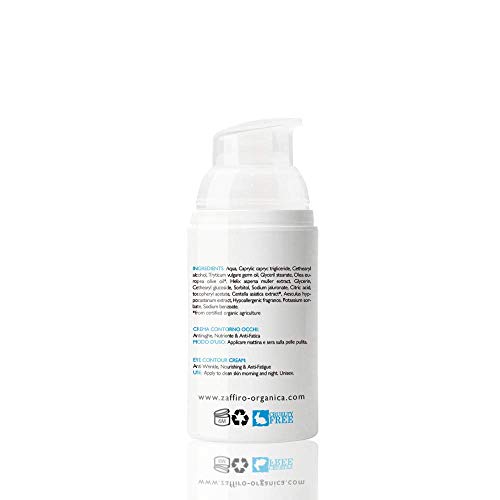 Zaffiro Organica Contorno de Ojos BIO – Crema Antiarrugas con Ácido Hialurónico y Colágeno • Para Arrugas Bolsas Ojeras Patas de Gallos e Hinchazón | Anti-edad y efecto Lifting ✓ hombre & mujer 30ml