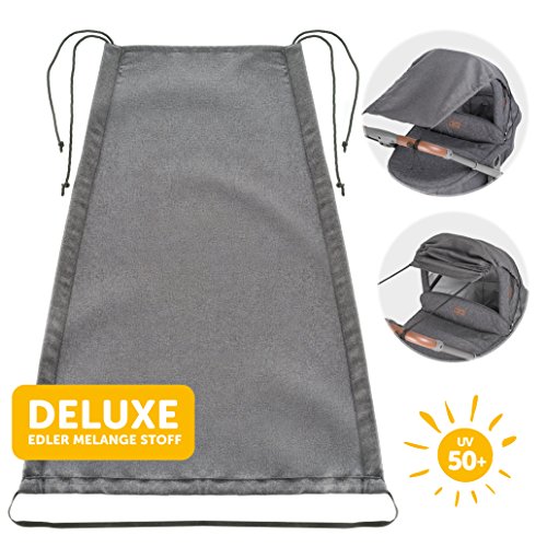 Zamboo Toldo DELUXE / Protección solar universal para cochecitos, capazos y sillas de paseo - Parasol ajustable con protección UV 50+ - Gris