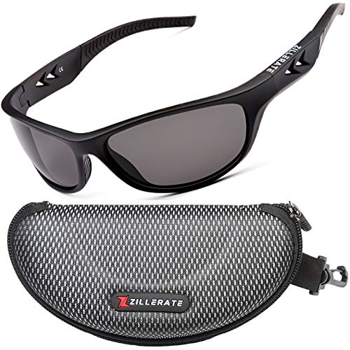 ZILLERATE Gafas De Sol Polarizadas Hombre Gafas De Sol Deportivas para Hombre y Mujer, Protección UV400 con Montura Ligera, Ideal para Ciclismo Esquí Golf Pesca Conducir, Funda Rígida y Cordón