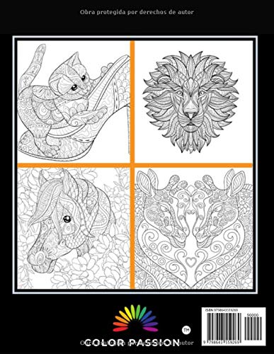 110 ANIMALES MANDALA: Coloración Adulta de los Animales del Mandala / Este Creativo Libro para Colorear será para ti un Antiestrés y te Traerá el Zen ... Mujeres , Hombres , Adolescentes y Niños.